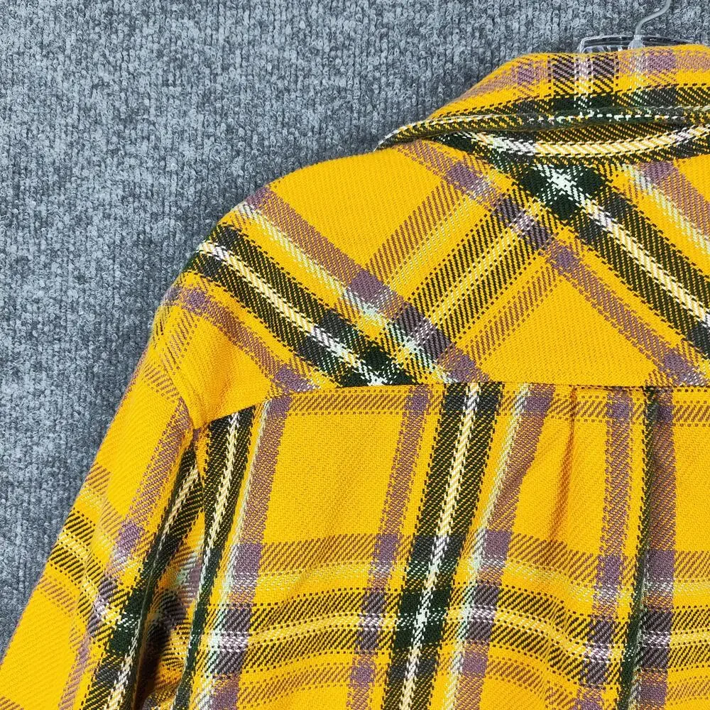 North Face Shirt Mens Medium Yellow Plaid Flannel Button Front Long Sleeve
